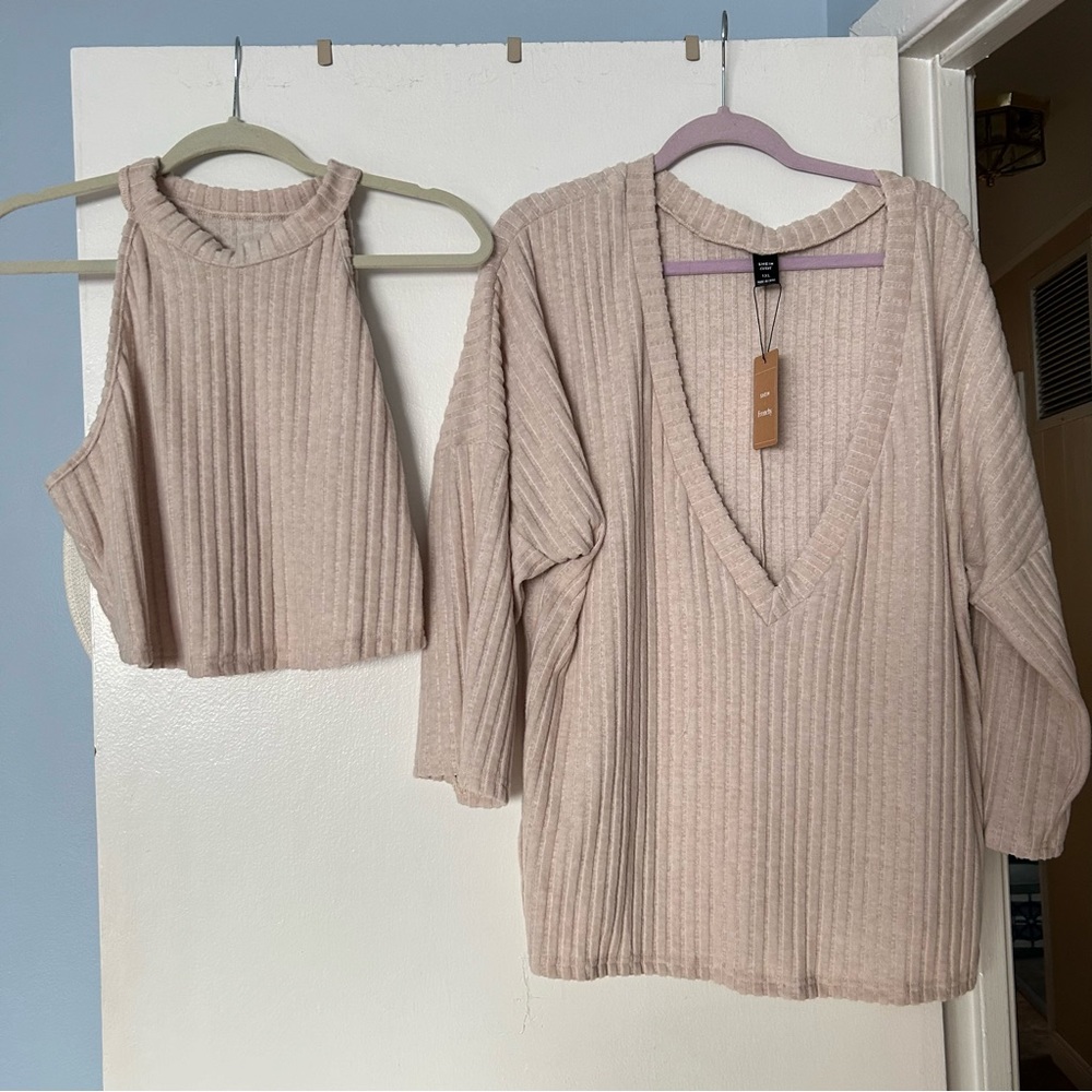 Women’s two-piece ribbed shirt, long sleeve